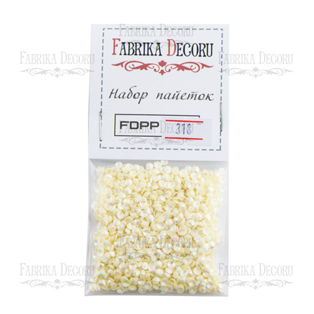 Набор пайеток №318, 4 мм, бежевый цвет, Fabrika Decoru
