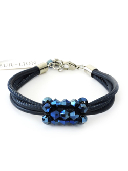 4719 Coeur de Lion браслет с кристаллами Сваровски и мягкой кожи наппа в 4 сложения сине-сапфирового цвета.