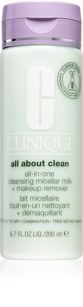 Clinique All About Clean All-in-One Cleansing Micellar Milk + Makeup Remove - нежное очищающее молочко для сухой и очень сухой кожи /   200  ml  / GTIN 192333013328