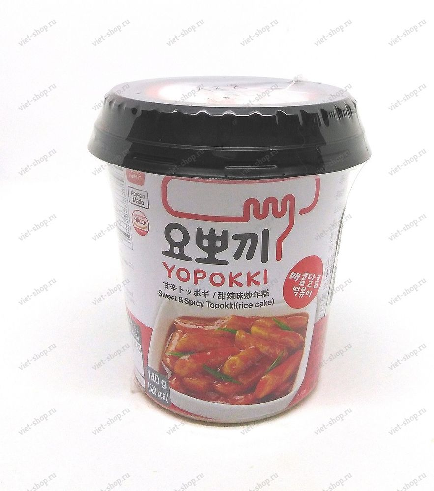 Корейские рисовые клецки с остро-сладким соусом (Топокки) в стакане, 140 гр.