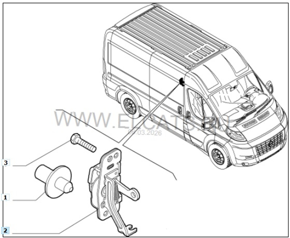 Замок откатной двери верхний Peugeot Boxer,Citroen Jumper / RVLT-1344901080
