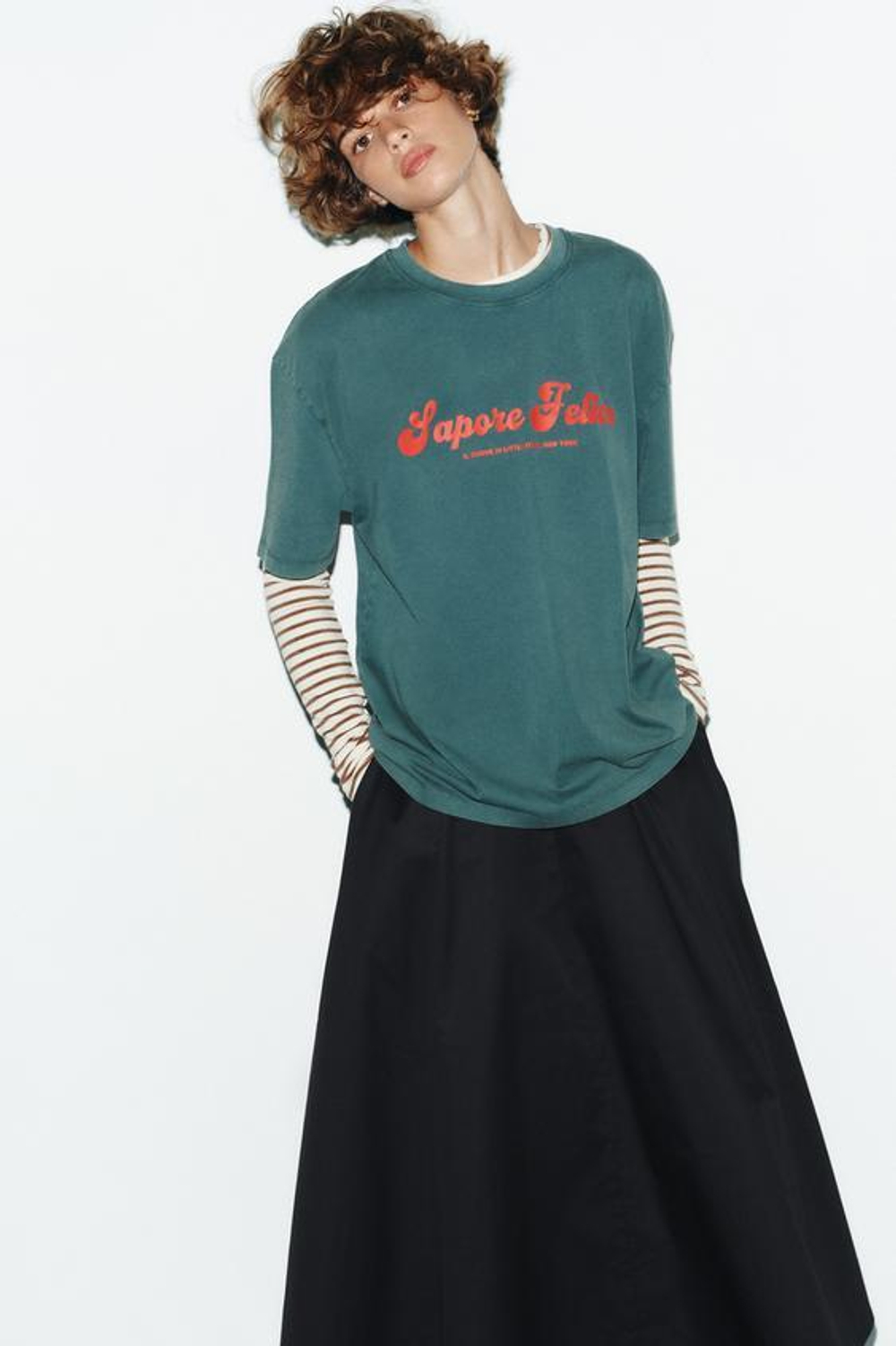 ZARA ЮБКА МИДИ В СКЛАДКУ, ЧЕРНЫЙ