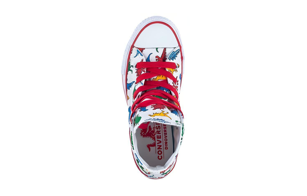 Big Boy Converse Chuck Taylor All Star dinosaur Print non-slip wear-resistant lightweight high-top canvas shoes white