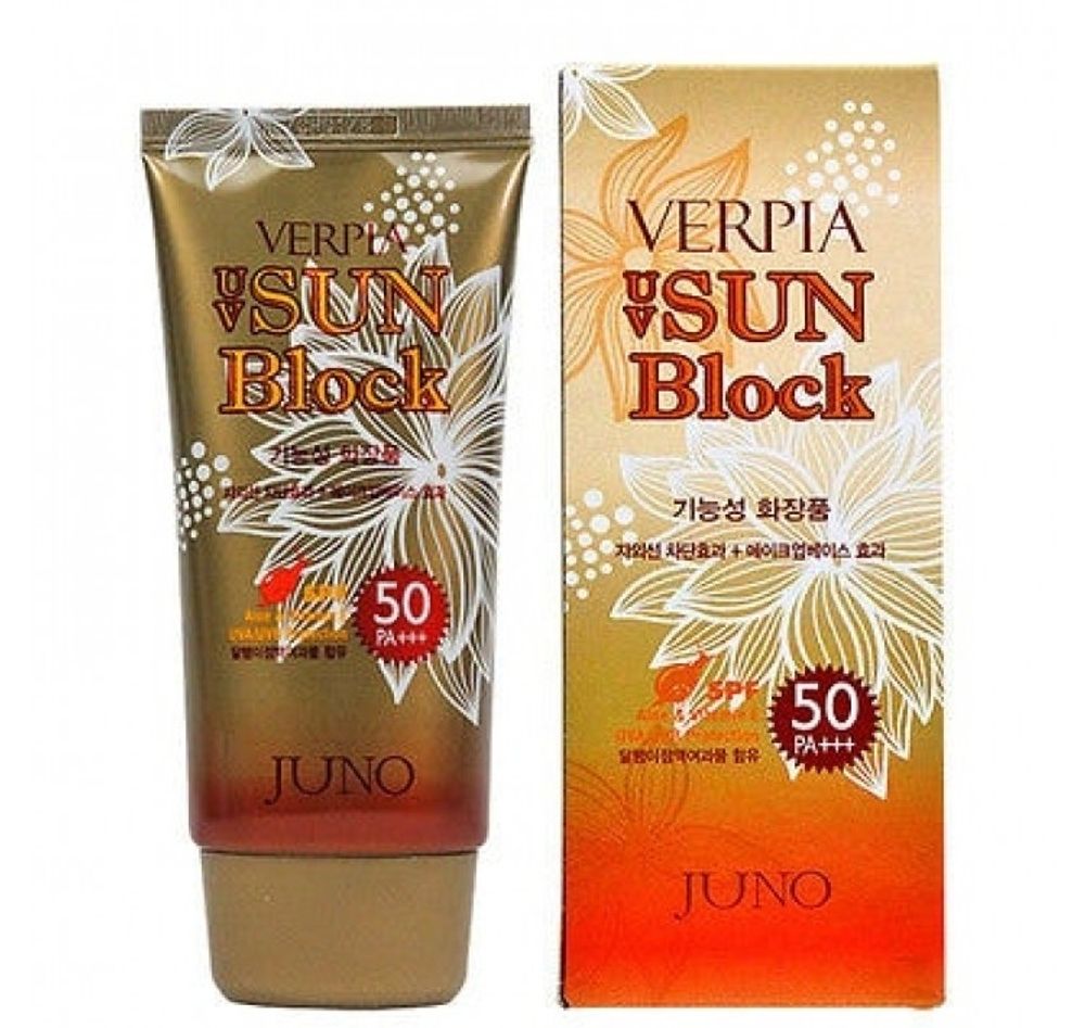 Солнцезащитный крем с муцином улитки Juno UV Sun Block Verpia SPF50+/PA+++(70гр)