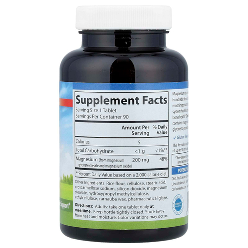 Carlson, Хелатный глицинат магния, 200 мг, 90 таблеток