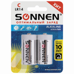 Батарейки комплект 2 шт. SONNEN Alkaline С (LR14 14А) алкалиновые блистер (6 штук в упаковке)