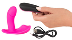 Розовый вибромассажер RC Panty Vibrator со стимулятором клитора (Цвет: розовый)