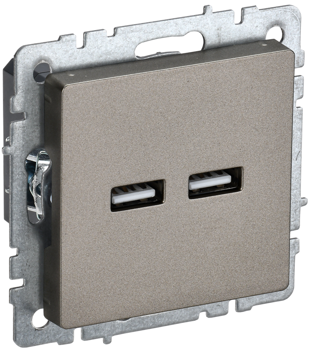 BRITE Розетка USB A+A 5В 3,1А РЮ10-1-БрШ шампань IEK
