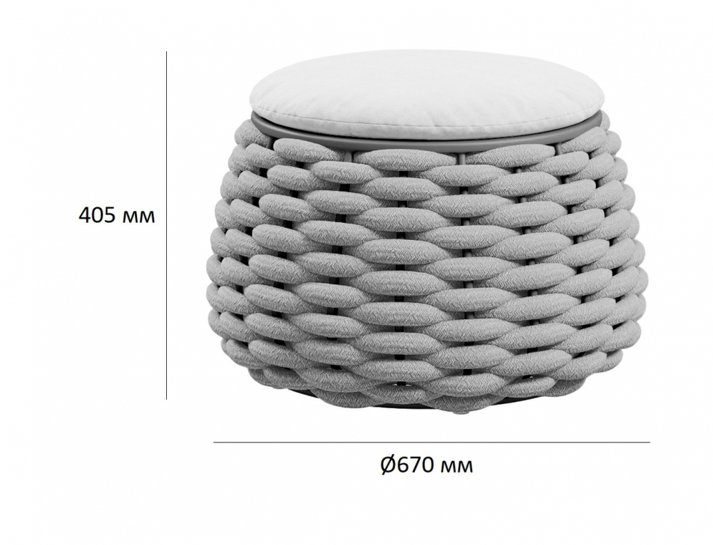 Пуф-столик плетеный с подушкой Pouf