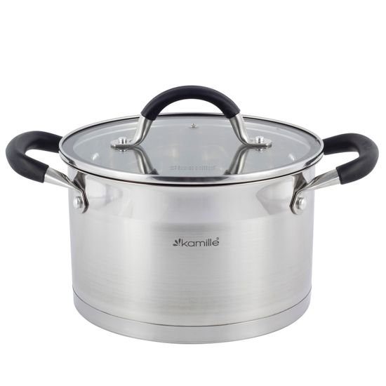 Набор кастрюль 6 предметов из нержавеющей стали Kamille KM 5752 (2,0 л; 2,7 л; 3,7 л) с силиконовыми вставками на ручках