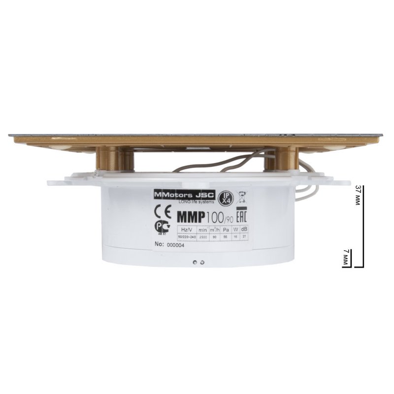 Вытяжной тонкий вентилятор для ванн ММ-Р 06 стекло прямое 90 м³/час с обратным клапаном мозаика золото