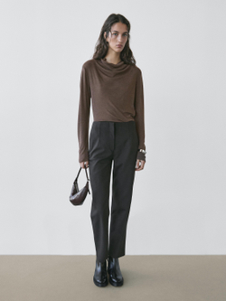 Massimo Dutti Брюки из технической хлопковой смеси, черный