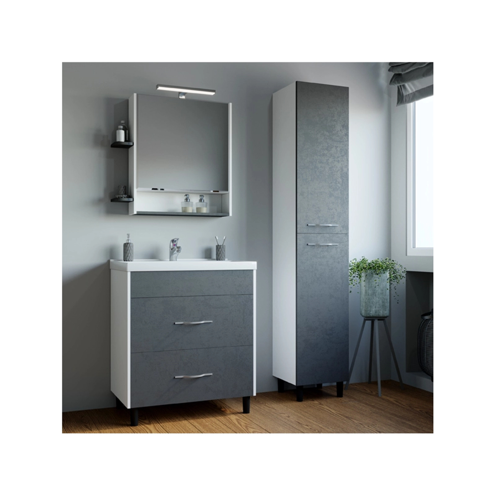 Зеркальный шкаф Сура 70 без подсветки, с полками (ПВХ)