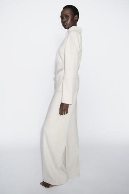 ZARA БРЮКИ ИЗ МЯГКОЙ ТКАНИ С ШИРОКИМИ ШТАНИНАМИ, БЕЖЕВЫЙ