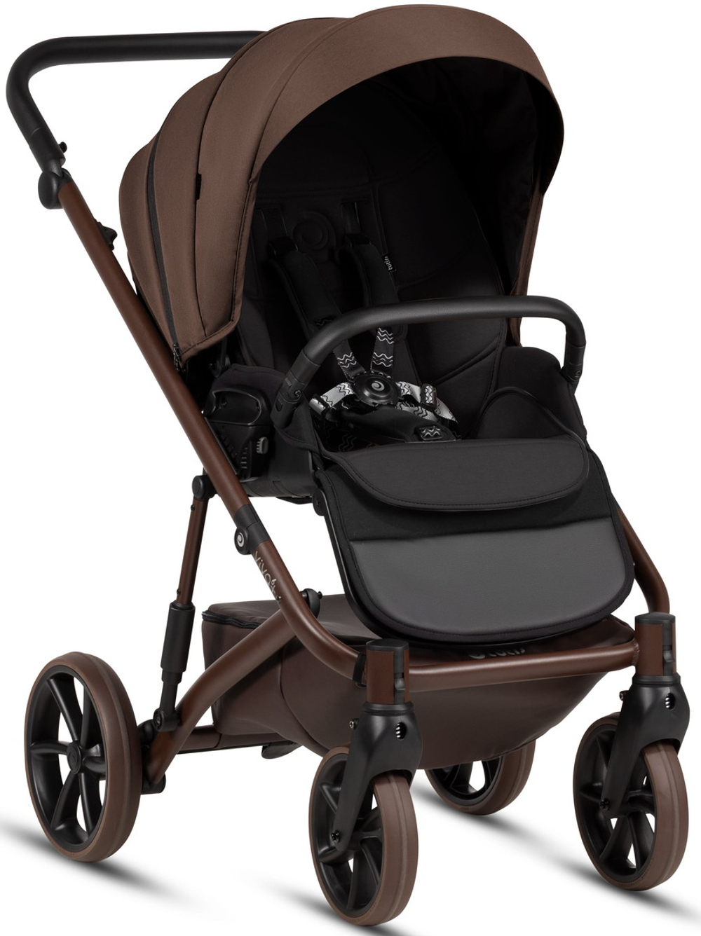Детская коляска Tutis Viva 6 Plus Essential 4 в 1 с автокреслом Elo Lux EduSky Black и базой 1612067 Espresso