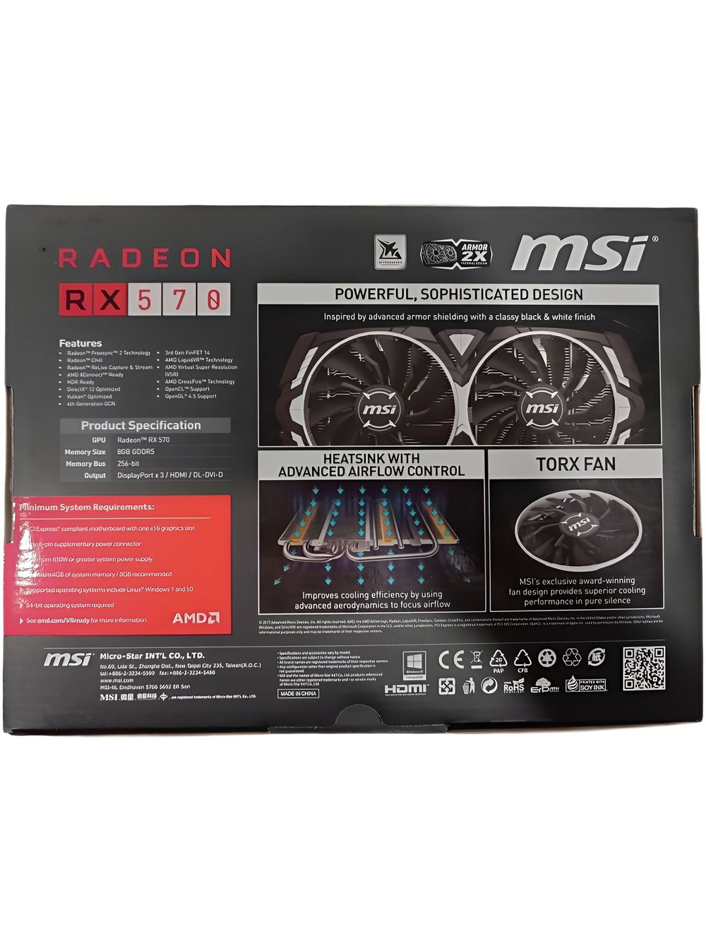 Видеокарта MSI AMD Radeon RX 570 ARMOR OC 8Gb