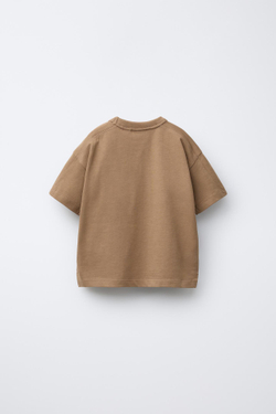 ZARA БАЗОВАЯ ФУТБОЛКА HEAVY WEIGHT, СВЕТЛО-КОРИЧНЕВЫЙ