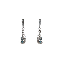 "Флерт" серьги в серебряном покрытии из коллекции "Изумрудные мечты" от Jenavi  с английским замком