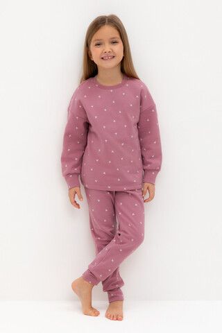 пижама  для девочки  К 1581/пепельная роза,мини листики