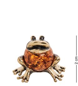 AM- 291 Фигурка «Жаба-шарик» (латунь, янтарь)