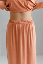 Юбка из трикотажа на резинке коралловая