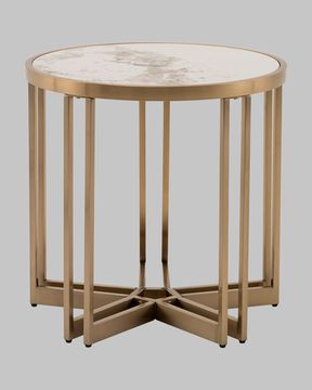 Журнальный столик Алиада 55х55 см светлая керамика сталь шампань