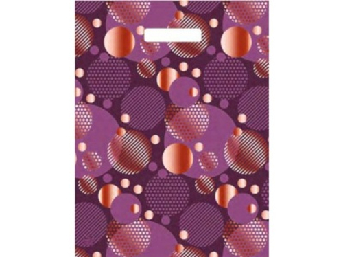 Пакет с вырубной ручкой Малахит 31*40см 60мк Золотые круги (50шт/уп)