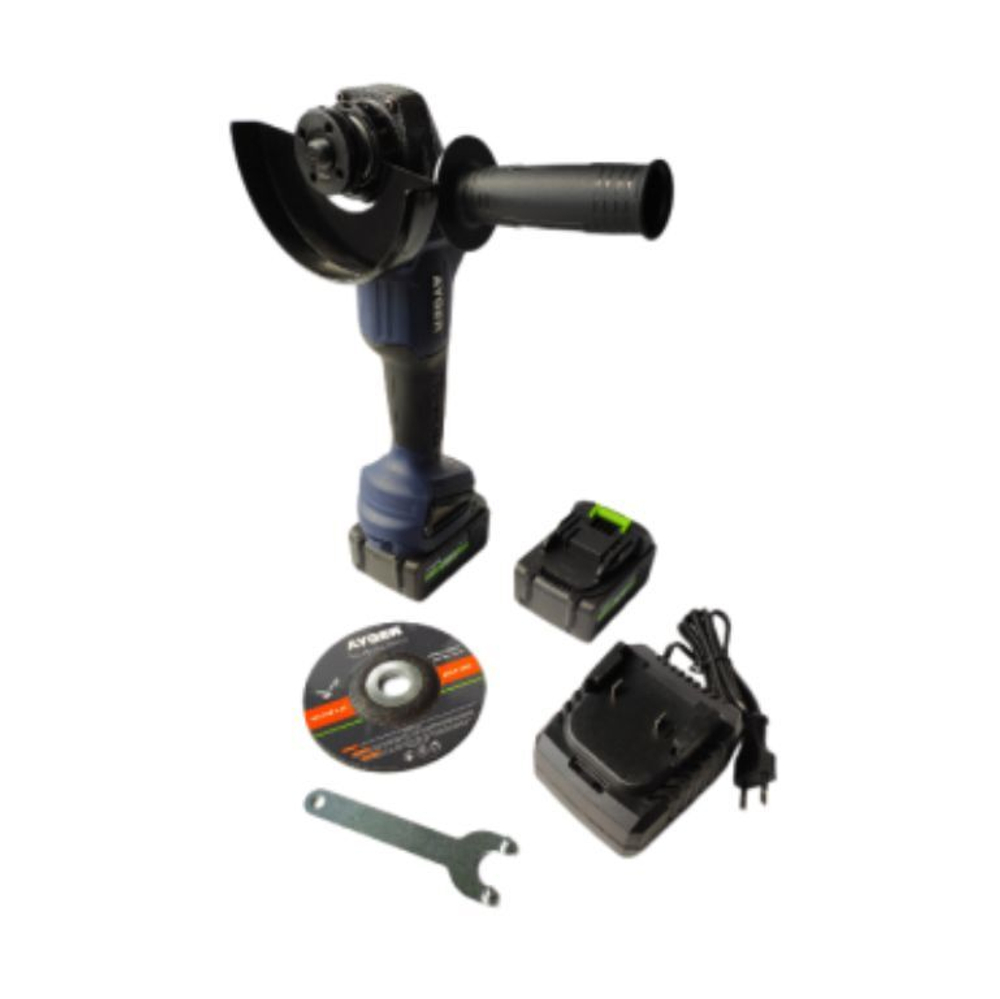 Машина углошлифовальная аккумуляторная AYGER бесщеточная, с двумя аккумуляторами 4Ah AG18BL4
