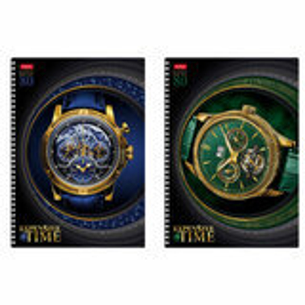 Тетрадь А4 80л. HATBER гребень, клетка, 3D фольга, TIME (2 вида в спайке), 80Т4лофлВ1гр