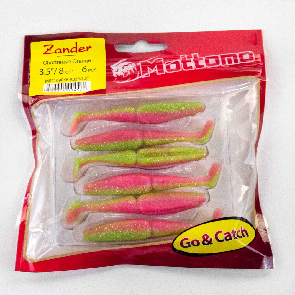 Виброхвост Mottomo Zander (80мм, 3.5гр), 6шт/уп