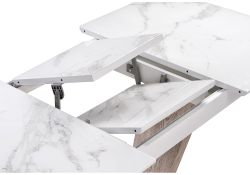 Обеденная группа Виргел светло-серый / белый / белая шагрень / дуб