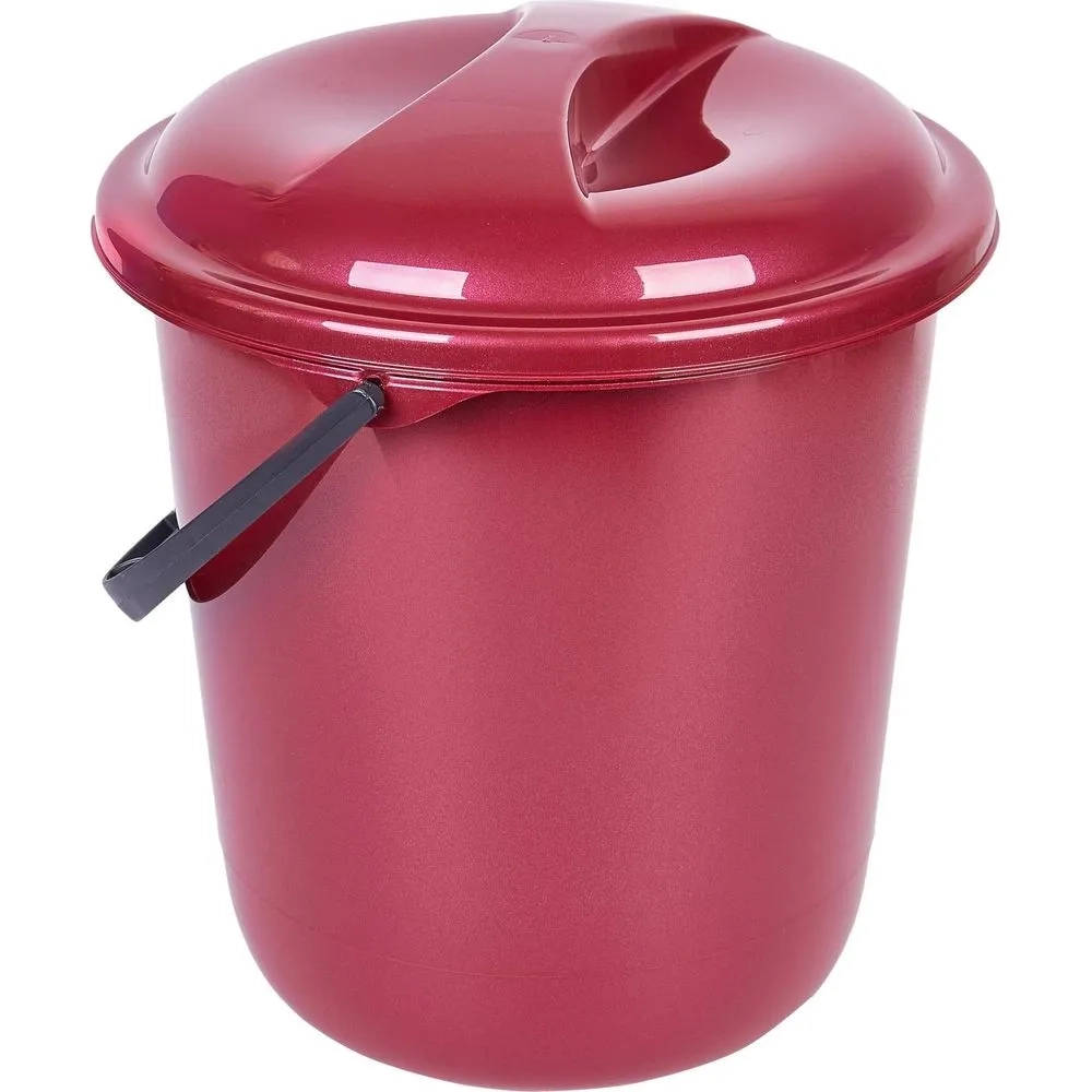 Ведро 12 л Rock'n'Roll с крышкой бордо