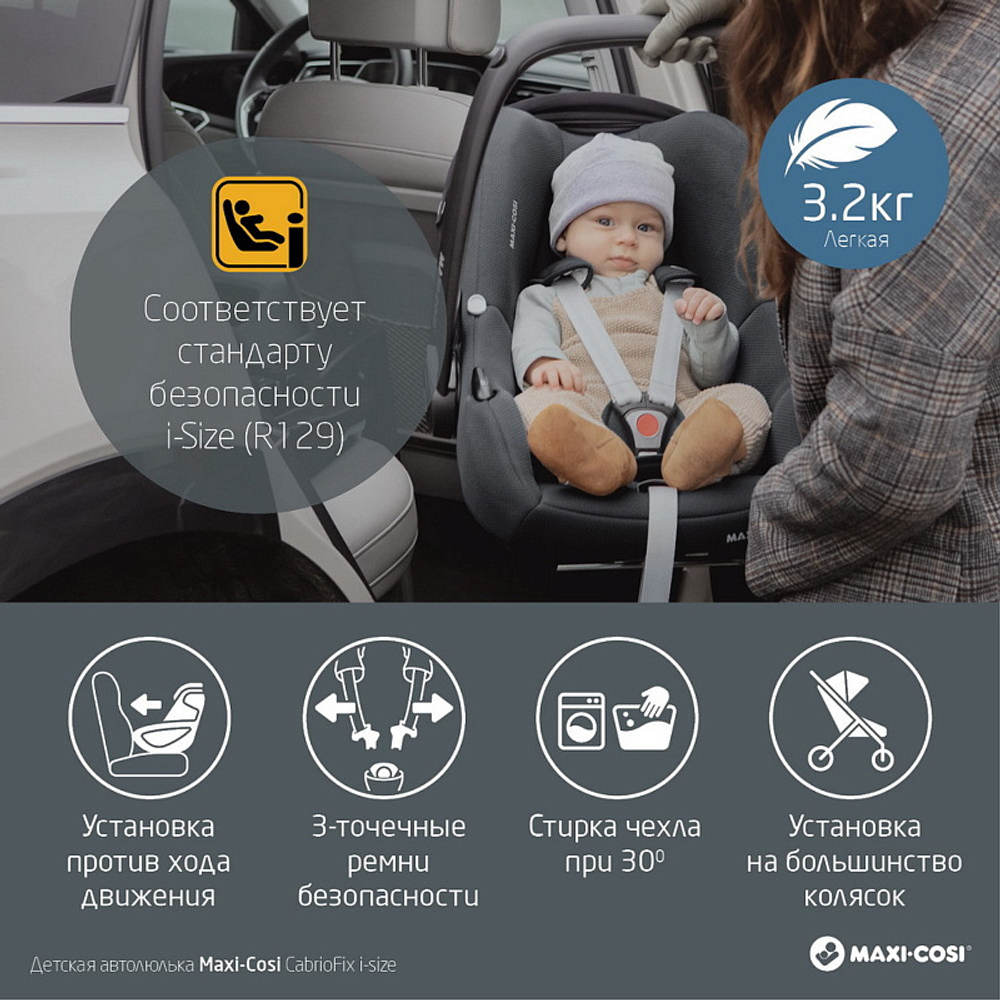 Детская коляска Maxi-Cosi Leona2 Oria 3 в 1 с автокреслом CabrioFix Select grey 1204204110 Twillic Graphite/1507750111 Essential Graphite