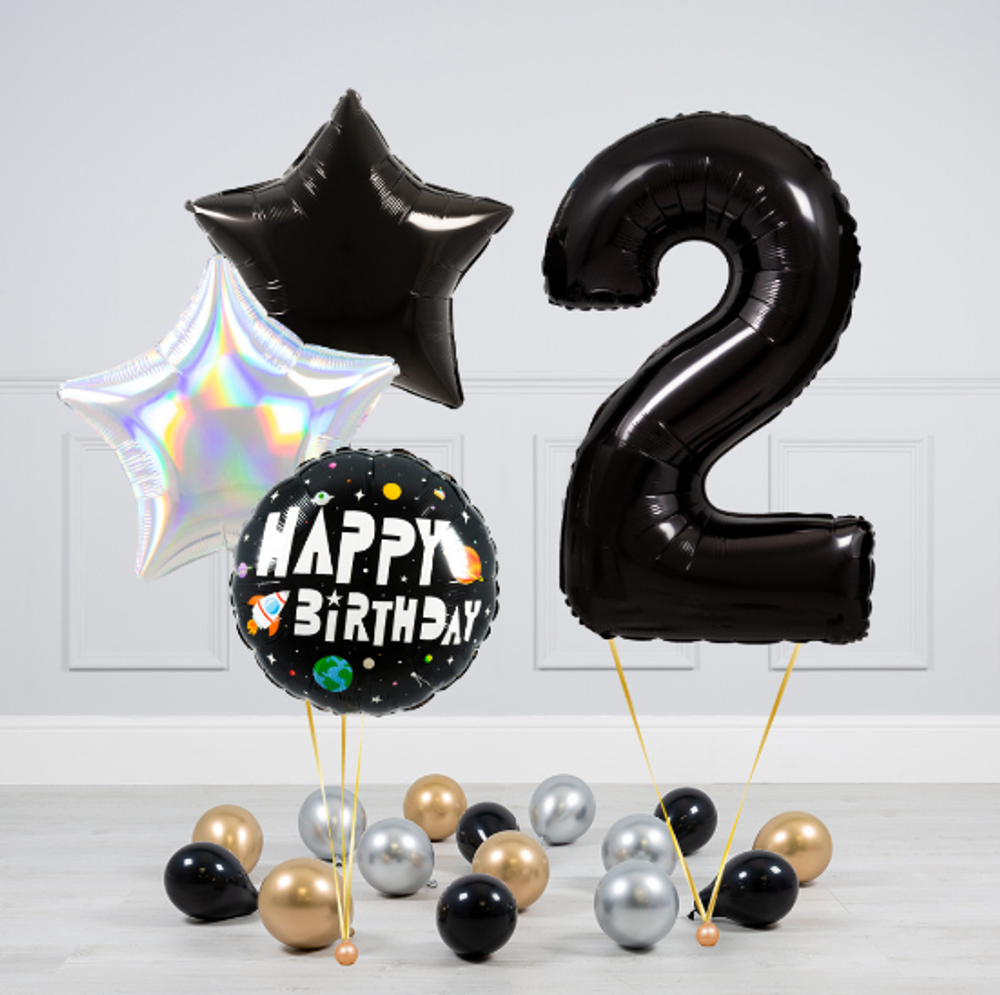 FM Шар 40" / 102 см "Цифра 2" Черный (БГ-60)  Изображение4