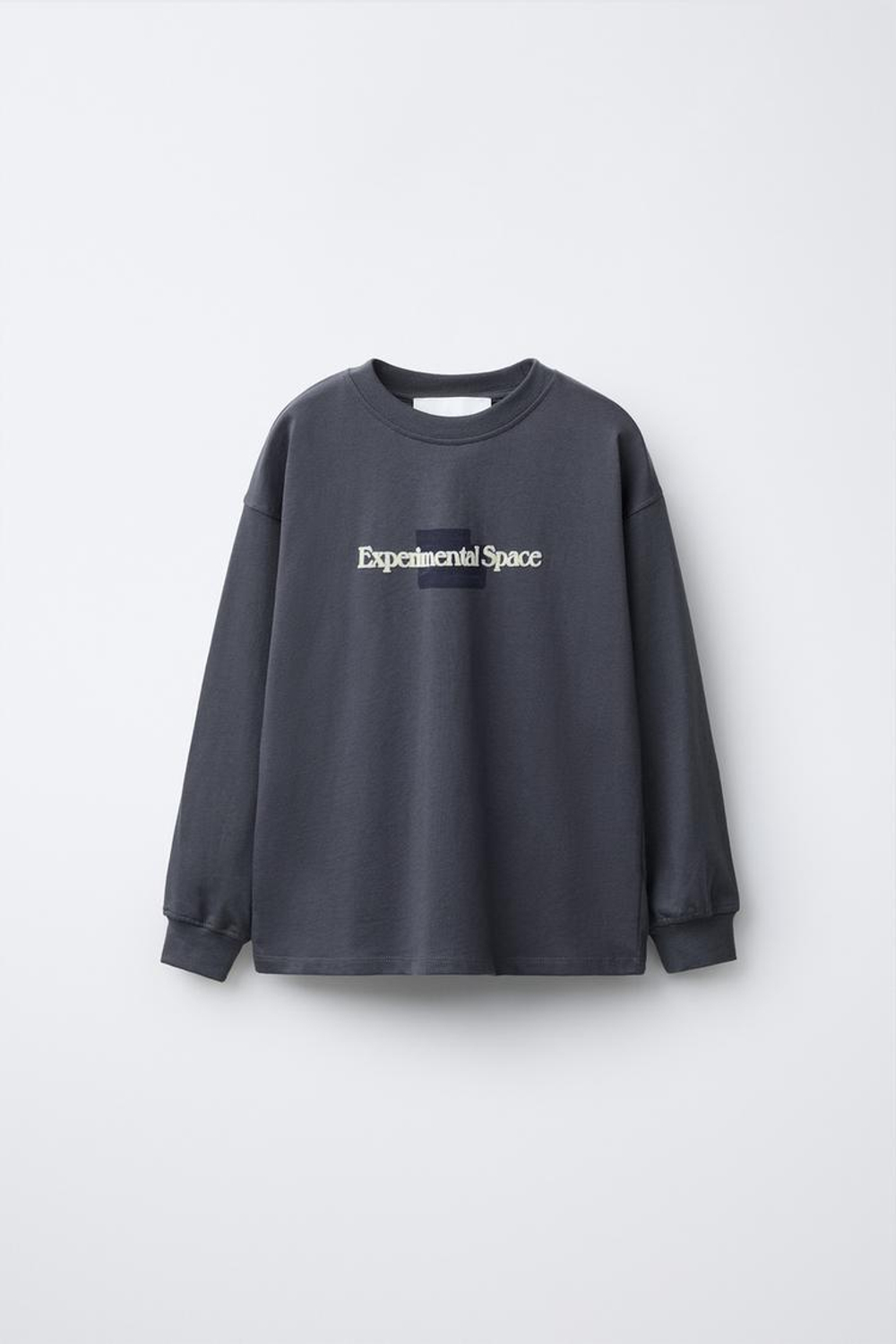 ZARA ФУТБОЛКА С РЕЛЬЕФНОЙ НАДПИСЬЮ, АНТРАЦИТОВО-СЕРЫЙ