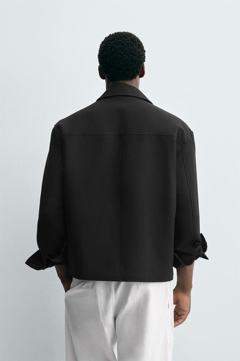 ZARA КУРТКА-РУБАШКА BOXY FIT, ЧЕРНЫЙ