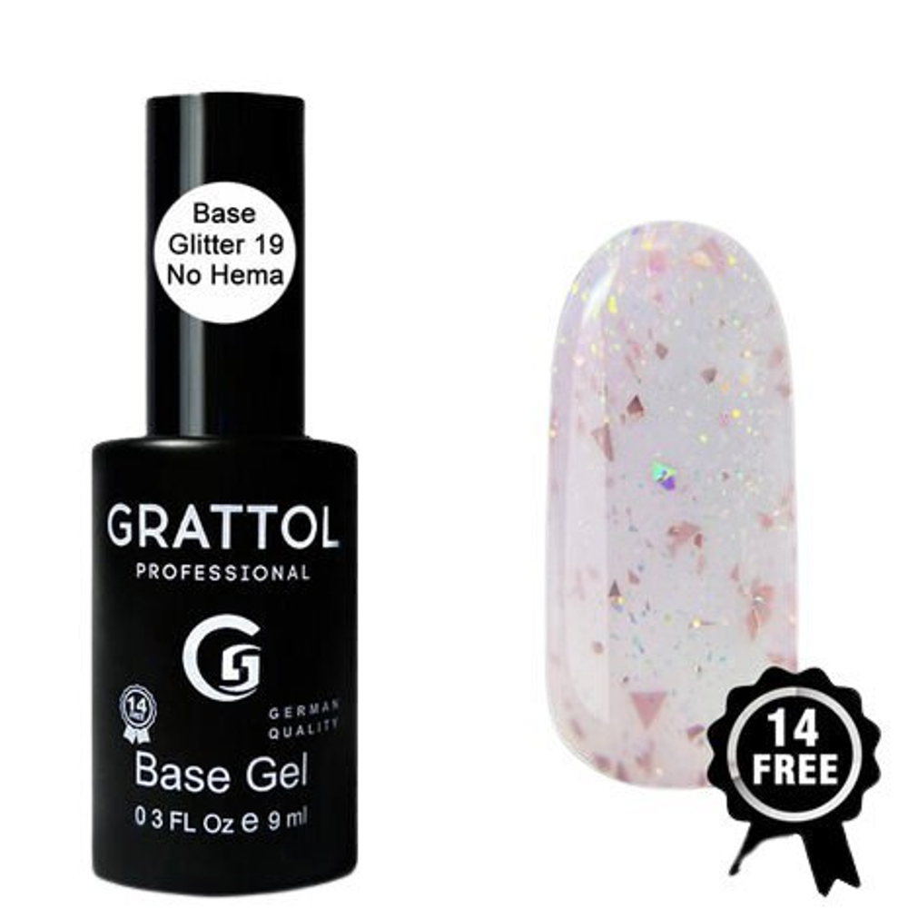 GRATTOL База камуфлирующая Glitter No Hema №19, 9мл