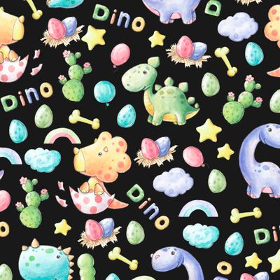 Акварельный принт с динозаврами.