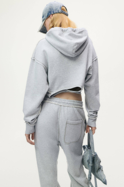 H&M - Glenn Martens Толстовка с капюшоном на шнуровке с принтом, светло-серый