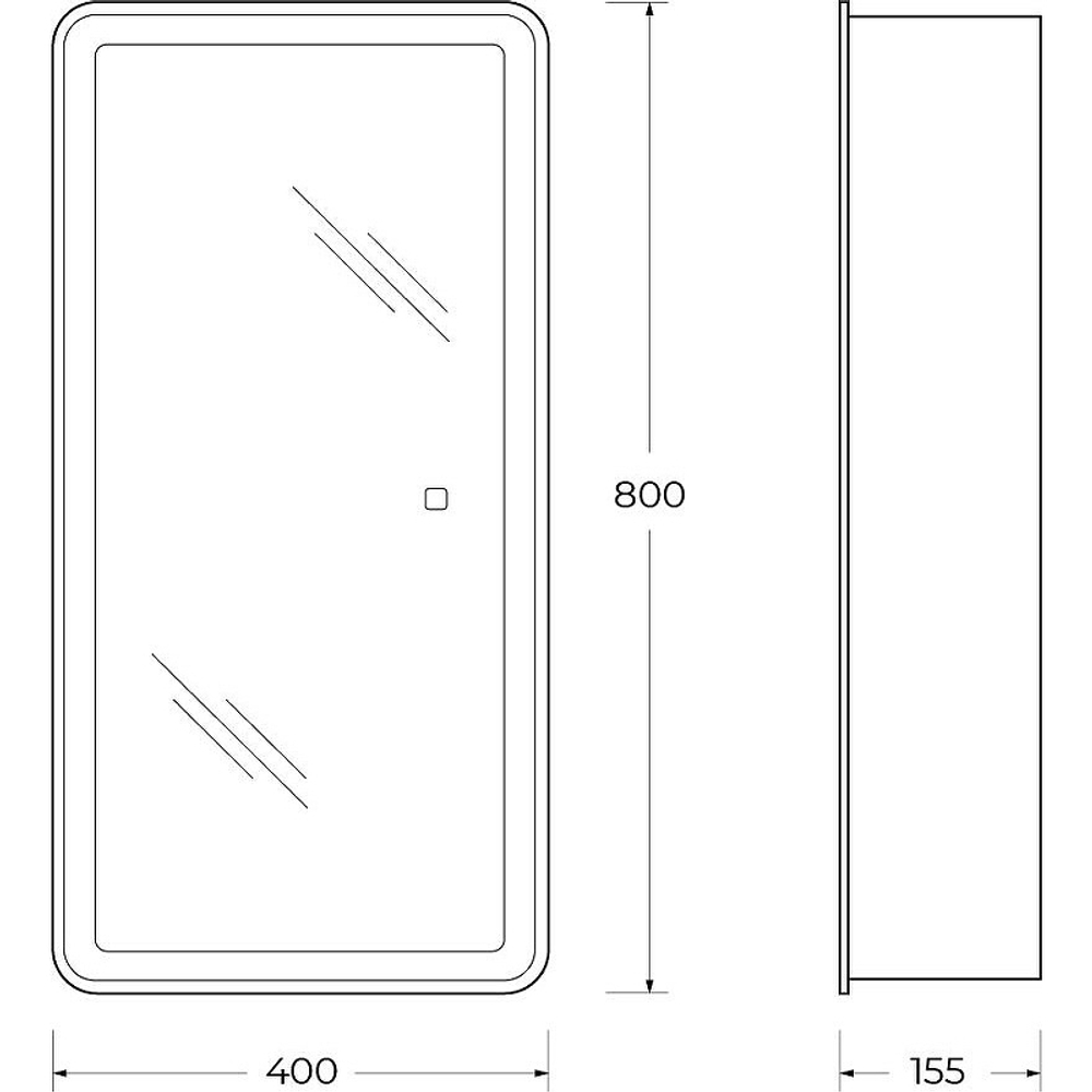Зеркальный шкаф BelBagno Marino 40 SPC-MAR-400/800-1A-LED-TCH с подсветкой Белый