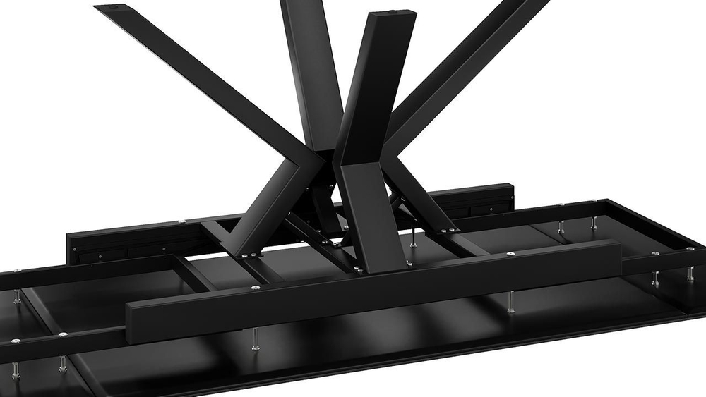 Стол кухонный обеденный раздвижной Черный муар/Керамика матовая белый мрамор 140(200)х85х76 см