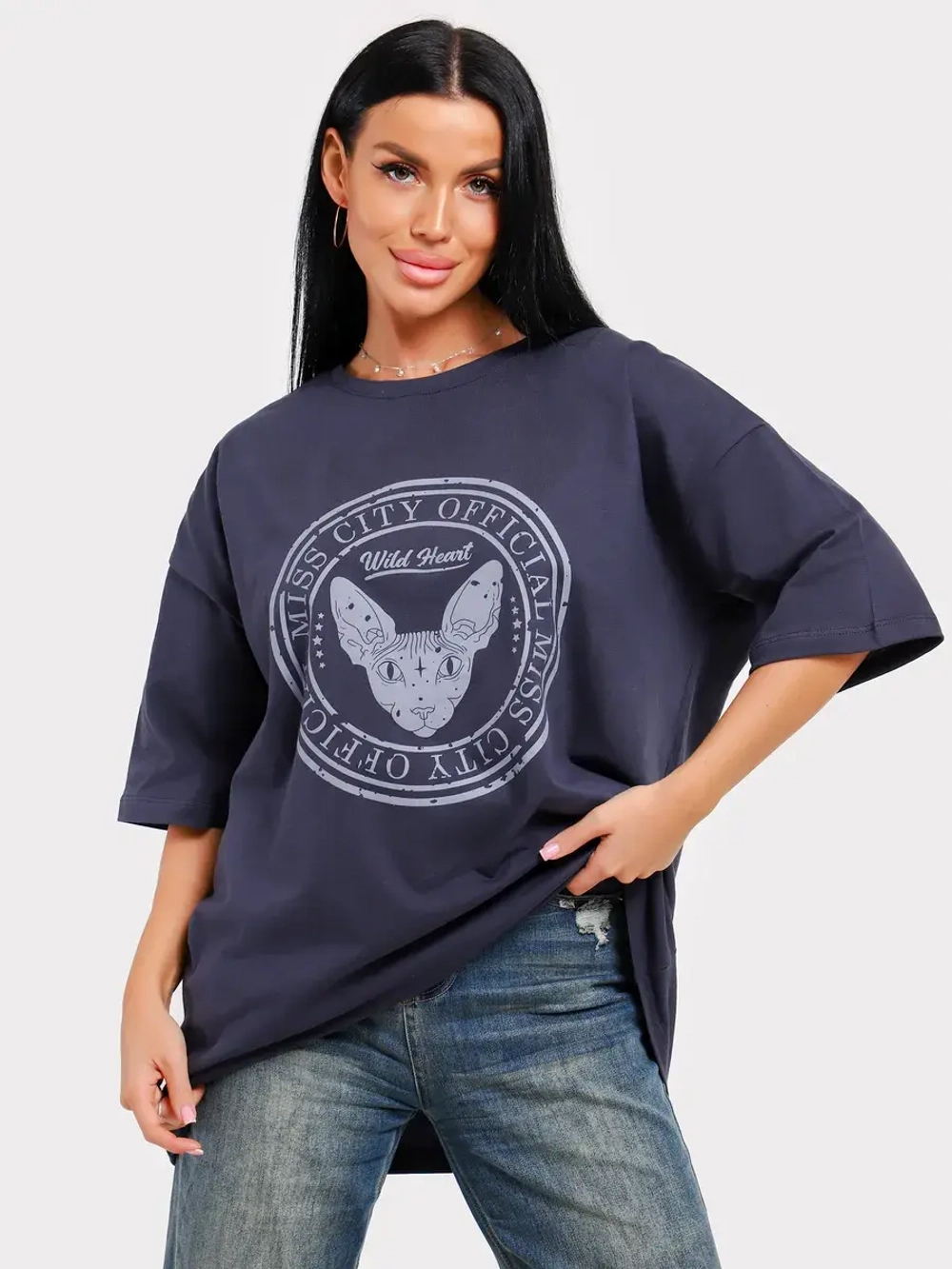 Футболка оверсайз больших размеров принт