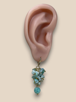 Серьги грозди из Амазонита и фианиты