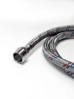 Гибкая нержавеющая подводка для воды 1/2" гайка-штуцер 30 cм, с ключом, 10123