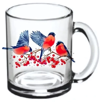 Кружка стеклянная 320мл «Снегири» D1208/24