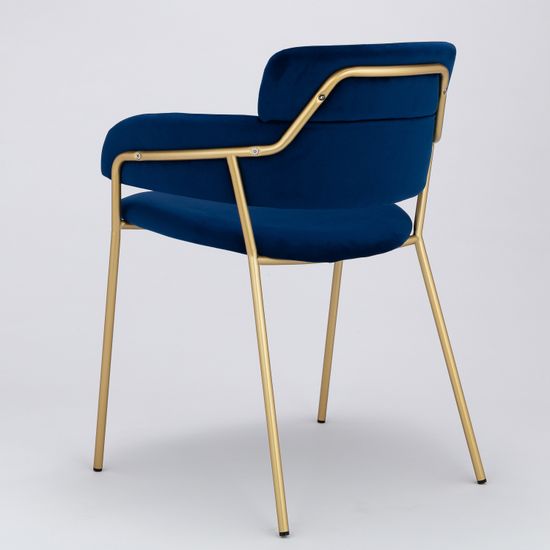 Стул Strike синий велюр с золотыми ножками