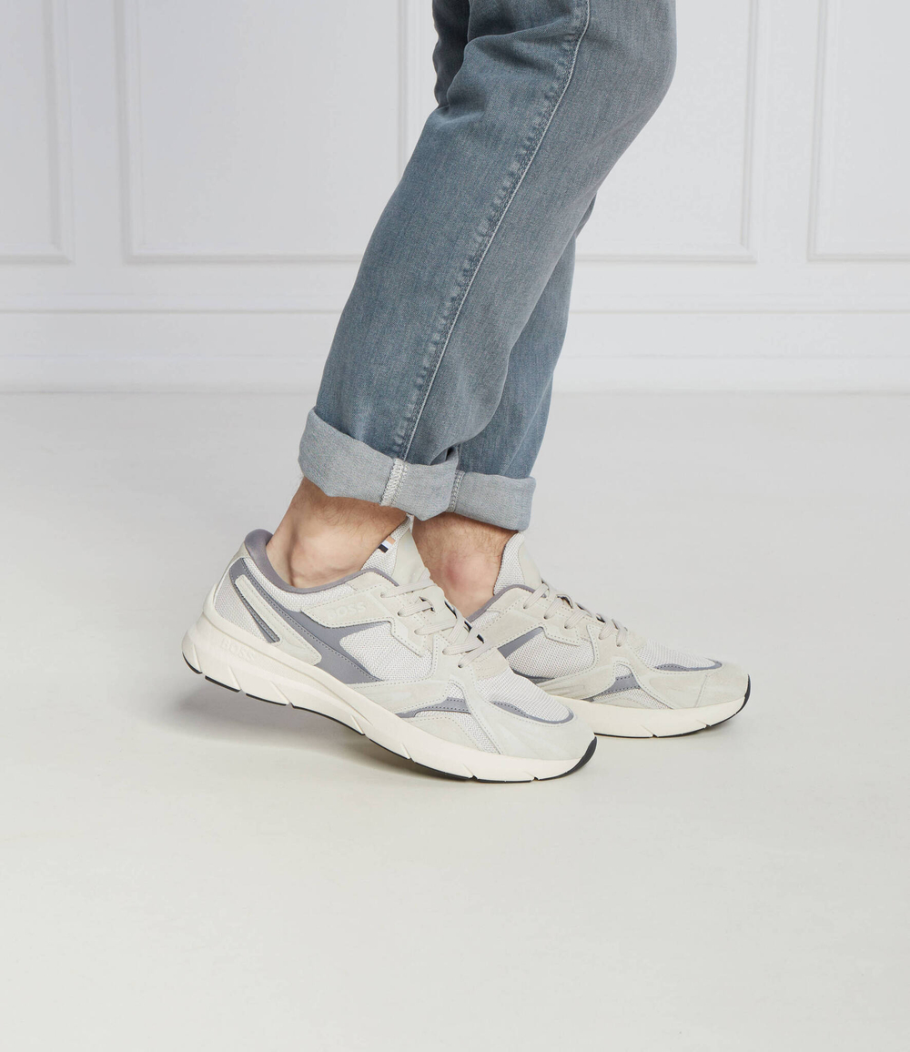 Кожаные кроссовки owen_runn BOSS BLACK - серый(50504238)