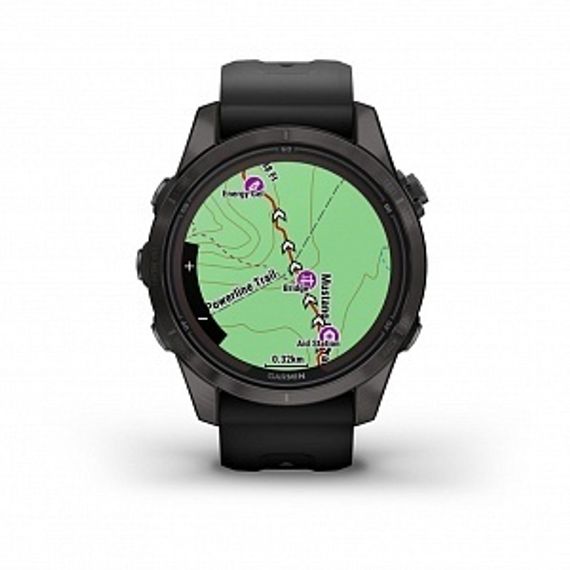 Garmin Fenix 7S Pro Sapphire Solar – угольно-серый DLC, титановый корпус, силиконовый ремешок