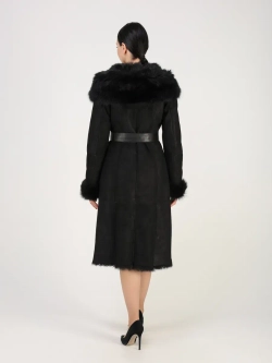 Дубленка зимняя натуральная с капюшоном длинная