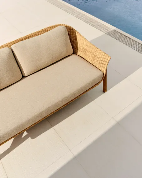 Двухместный диван Galea из тикового дерева и синтетического ротанга 170,5 см